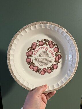 Jeannette Stoneware Cherry Pie Recipe Plate Vintage Ceramic by Royal China